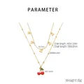 Dettaglio dei parametri della collana a doppio strato in acciaio inossidabile e ciliegia - Collana a Doppio Strato con Ciliegie (KN293398-SXSJ)