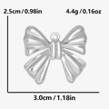Silver bow pendant in 304 stainless steel with dimensions 2.5cm by 3.0cm - Wide Thick Bow / Silver