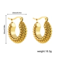 Macro view of gold chunky hoop earrings with beaded texture showing 23x25mm dimensions - 22587-7 Granulated Beaded Texture