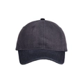 Detailansicht der Nähte an einer dunkelgrauen Baseballkappe aus gewaschenem Denim - Schwarz und Grau