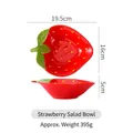 Cute strawberry shaped ceramic salad bowl with dimensions 19.5cm and red glossy finish - Strawberry Salad Bowl