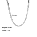 Macro detail of silver twisted snake chain necklace showing 6.2mm width and 40+5cm length - Necklace / Silver Necklace