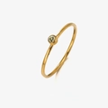 Minimalist gold-plated stainless steel ring with champagne round-cut birthstone - US 6 / November Light Yellow (Citrine Color)
