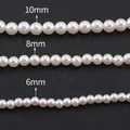 Detail view of 6mm, 8mm, and 10mm round beads for men's single-layer pearl necklace - 10mm Bead - 40cm Length