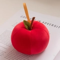 Porte-clés peluche pomme rouge avec feuille en feutrine verte et ruban orange - Pomme Rouge
