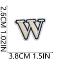 Detailed view of letter W embroidered patch showing size 2.6cm by 3.8cm dimensions - W (Beige)