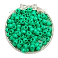 Vibrant green acrylic barrel pony beads in a silver tray for DIY jewelry making - 100 Pieces/Pack (9x6mm) / Solid Dark Green