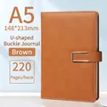 Brown A5 business notebook with 220 pages and gold U-shaped buckle closure - A5 Brown Metal Buckle