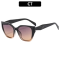 Cat eye sunglasses with purple to orange gradient lenses and dual-tone black brown frame - Black Tea Patchwork Gray Yellow Lens