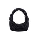 Black half-moon shoulder bag with sculptural multi-layered strap design and golden zipper - Black