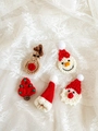 5-piece set of handmade crochet Christmas ornaments including reindeer and snowman - Style C (Reindeer and Snowman)