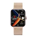 Rose gold smartwatch with mesh band featuring heart rate and fitness tracking display - Milanese Steel Strap / Gold