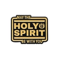 Enamel pin with May the Holy Spirit Be with You text and winged cross in black and gold - Holy Spirit Black Gold (QHXZ3096)