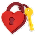 Cartoon red heart lock and yellow key shoe charm accessory for wedding theme footwear - 07
