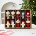 Christmas wool felt gnome doll set in a gift box with knit hats and wooden faces - Style Q
