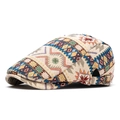 Berretto jacquard etnico con motivi geometrici e fibbia in metallo stile vintage - Regolabile / Beige 2