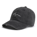 Casquette vintage délavée gris foncé avec broderie blanche Mama et petit cœur - Noir