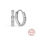 S925 sterling silver geometric hoop earrings with sparkling white cubic zirconia - Silver