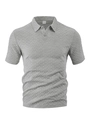 Polo homme gris à manches courtes avec texture jacquard à chevrons en taille M - Gris Chiné