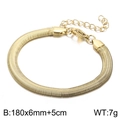 6mm wide golden snake bone chain bracelet with lobster clasp and adjustable extension - 6mm x 18cm + 5cm / Gold