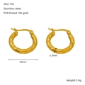 Golden French spiral twist hoop earrings in 18k gold plated stainless steel 20mm - 3.5*20mm