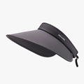 Dark gray open top sun hat with wide brim and white logo for outdoor UV protection - Adjustable / Gray