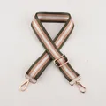 Adjustable canvas shoulder strap with olive green, pink gold and white stripes - A32 Stripe Gold Silk