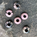 Pink rhodonite large hole abacus beads with natural black veins for DIY jewelry - Rhodonite