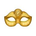 Ornate gold masquerade mask with a yellow gemstone and sparkling glitter patterns - Carnival - New Generation