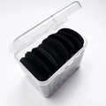 Soft black velvet makeup puffs in a clear plastic storage box for professional beauty use - Black / 8PCS Boxed