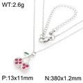Cute red cherry pendant necklace in stainless steel with crystal detail 2.6g - Silver Red Zirconia Cherry Pendant (KN295042-GC)