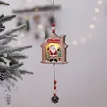 Luminous wooden Christmas house ornament with Santa pattern and warm LED lights - House Santa
