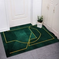 Dark green geometric doormat with gold lines for home entrance area floor decor - Irregular Lines