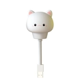 USB night light featuring a white cartoon cat head design and pleated lampshade - Plug-in - Cat