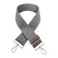 Adjustable wide woven guitar strap for handbags with grey geometric pattern and rose gold hooks - Gold Buckle / Gray