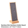 Bamboo necklace display stand with grey velvet panel 10x10x26cm vertical jewelry holder - Gray Velvet - 12 Slot Vertical Stand
