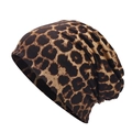 Stylish leopard print knitted beanie hat with slouchy design for men and women - 1# Brown Black Leopard