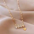 Elegant 18K rose gold titanium steel necklace with 1314 heart pendant on silk background - 1314 Number Style / Gold