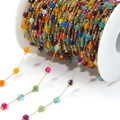 DIY colorful natural stone beaded chain with gold plated stainless steel for jewelry - 0.8mm Gold Chain 4.5mm Mixed Colors 01