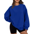 Oversized navy blue crewneck sweatshirt with drop shoulders for a casual look - Sapphire Blue
