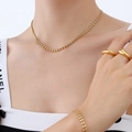 Parure de bijoux dorée minimaliste avec chaîne géométrique pour femmes - Collier Moderne à Chaîne Carrée Épaisse (P1131) / Or