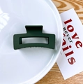Minimalist square dark green matte hair claw clip in a geometric hollow design - Dark Green