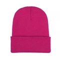 Einfarbige Mütze in Rosenrot aus warmem Acrylstrick für herbstliches Winter-Outdoor-Styling - L (54-60cm) / Rosarot