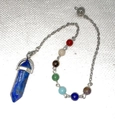 Lapis lazuli pendel met 7 chakra kralen aan een zilveren ketting als hanger - B4-Lapis Lazuli
