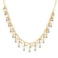 Elegant gold choker necklace with teardrop zirconia tassels and multi-layer chain design - Tassel Ring Necklace (DZ-125) / KC Gold