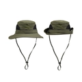 Detail view of army green outdoor boonie hat with breathable mesh and side snap buttons - Army Green