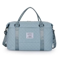 Light blue quilted travel bag with large capacity for yoga, fitness and weekend trips - Sky Blue
