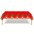Red Christmas tablecloth with white snowflakes and festive cartoon characters - 22 / 152cm*220cm