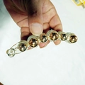 Transparent acrylic banana clip with gold beads and sparkling rhinestones - Brown Clip Gold Pearl Banana Clip