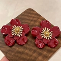 2512076b Burgundy Flower Earrings